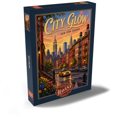 Darstellung des Puzzle Motivs New York Evening Skyline Glow 1000 Puzzle Schachtel Ansicht2