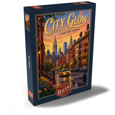 Darstellung des Puzzle Motivs Das Leuchten der New Yorker Skyline am Abend New York Evening Skyline Glow 1000 Puzzle Schachtel Ansicht2