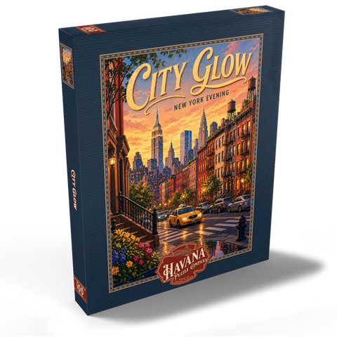Darstellung des Puzzle Motivs Das Leuchten der New Yorker Skyline am Abend New York Evening Skyline Glow 100 Puzzle Schachtel Ansicht2