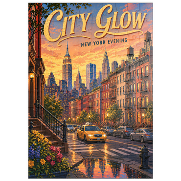 Darstellung des Puzzle Motivs puzzleplate New York Evening Skyline Glow 100 Puzzle