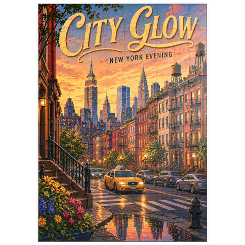 Darstellung des Puzzle Motivs Das Leuchten der New Yorker Skyline am Abend puzzleplate New York Evening Skyline Glow 100 Puzzle