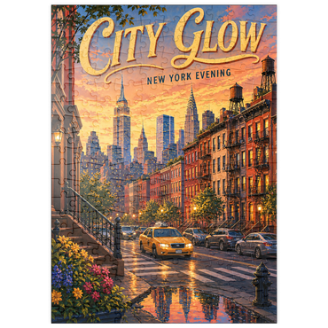 Darstellung des Puzzle Motivs puzzleplate New York Evening Skyline Glow 200 Puzzle