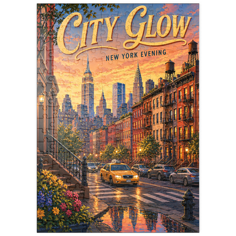 Darstellung des Puzzle Motivs Das Leuchten der New Yorker Skyline am Abend puzzleplate New York Evening Skyline Glow 200 Puzzle
