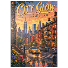 Darstellung des Puzzle Motivs Das Leuchten der New Yorker Skyline am Abend - Puzzleteile: 200