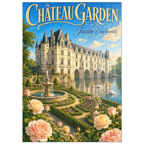 Darstellung des Puzzle Motivs Chateau Garden – Verzauberte Eleganz puzzleplate Chateau Garden Enchanted Elegance 100 Puzzle