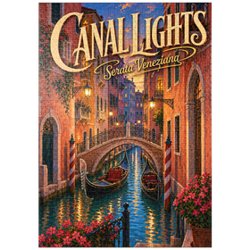 Darstellung des Puzzle Motivs Romantik am Abend auf den Kanälen von Venedig - Puzzleteile: 1000