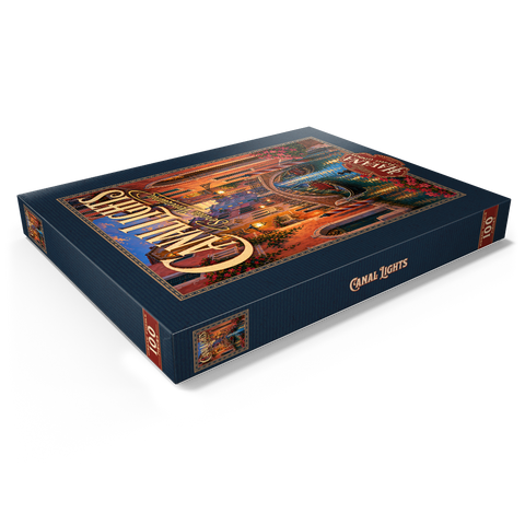 Darstellung des Puzzle Motivs Romantik am Abend auf den Kanälen von Venedig Venice Canal Evening Romance 100 Puzzle Schachtel Ansicht1