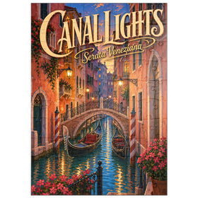Darstellung des Puzzle Motivs Romantik am Abend auf den Kanälen von Venedig - Puzzleteile: 100