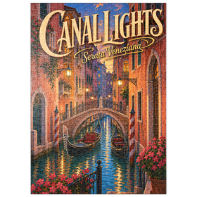 Darstellung des Puzzle Motivs Romantik am Abend auf den Kanälen von Venedig - Puzzleteile: 500