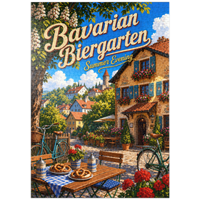 Darstellung des Puzzle Motivs Der Charme eines bayerischen Biergartens am Sommerabend - Puzzleteile: 1000