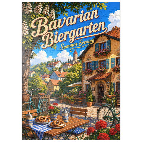 Darstellung des Puzzle Motivs Der Charme eines bayerischen Biergartens am Sommerabend puzzleplate Bavarian Biergarten Summer Evening Charm 200 Puzzle