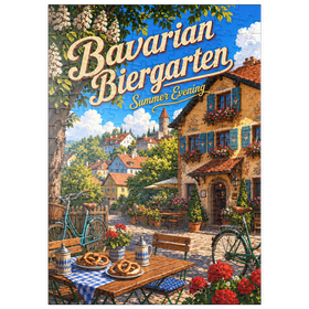 Darstellung des Puzzle Motivs Der Charme eines bayerischen Biergartens am Sommerabend - Puzzleteile: 200