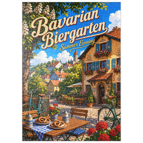 Darstellung des Puzzle Motivs Der Charme eines bayerischen Biergartens am Sommerabend - Puzzleteile: 500