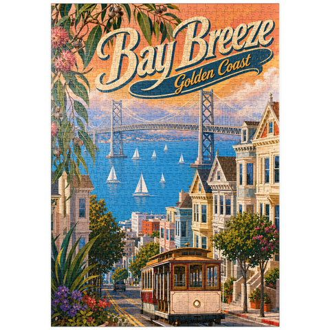 Darstellung des Puzzle Motivs Der Charme der Küste an der San Francisco Bay Bridge puzzleplate San Francisco Bay Bridge Coastal Charm 1000 Puzzle