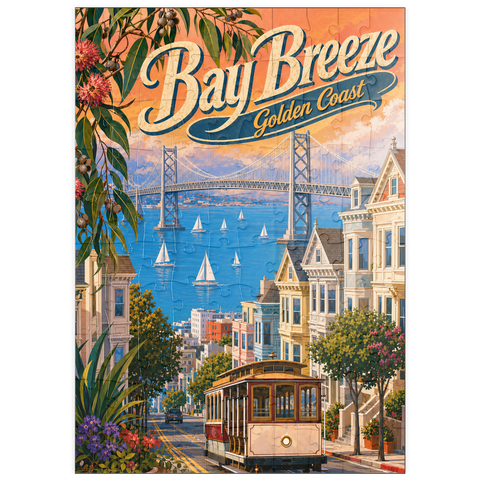 Darstellung des Puzzle Motivs Der Charme der Küste an der San Francisco Bay Bridge puzzleplate San Francisco Bay Bridge Coastal Charm 100 Puzzle