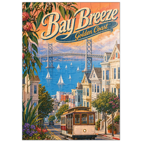 Darstellung des Puzzle Motivs Der Charme der Küste an der San Francisco Bay Bridge - Puzzleteile: 100