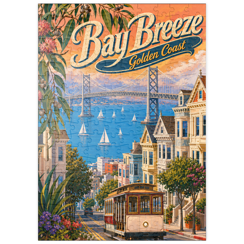 Darstellung des Puzzle Motivs Der Charme der Küste an der San Francisco Bay Bridge puzzleplate San Francisco Bay Bridge Coastal Charm 200 Puzzle