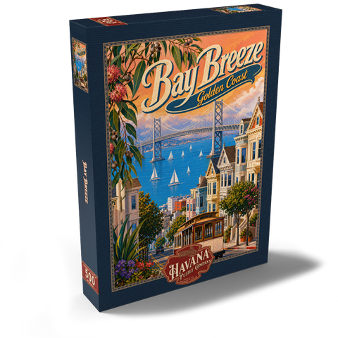 Darstellung des Puzzle Motivs Der Charme der Küste an der San Francisco Bay Bridge San Francisco Bay Bridge Coastal Charm 500 Puzzle Schachtel Ansicht2