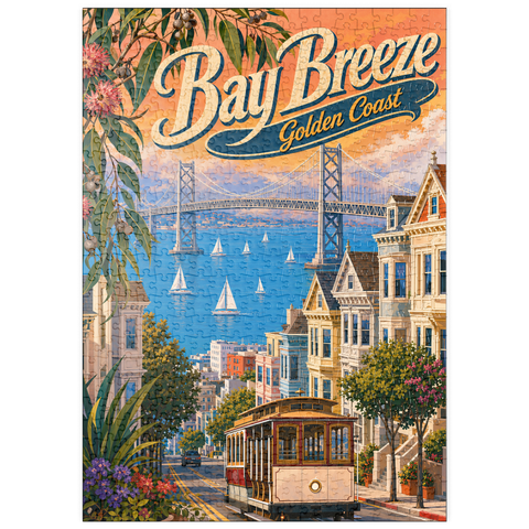 Darstellung des Puzzle Motivs Der Charme der Küste an der San Francisco Bay Bridge puzzleplate San Francisco Bay Bridge Coastal Charm 500 Puzzle