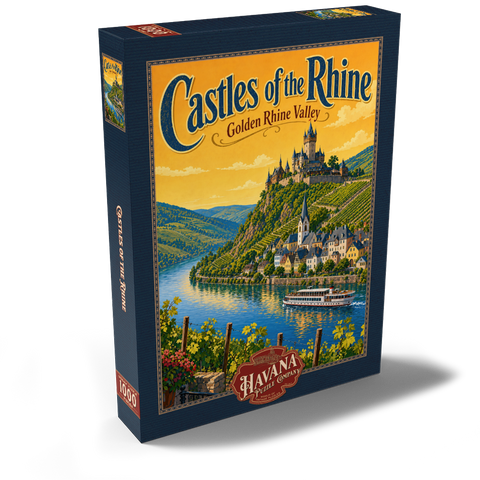 Darstellung des Puzzle Motivs Die Burgen des Rheintals – Goldene Pracht Rhine Valley Castles Golden Splendor 1000 Puzzle Schachtel Ansicht2