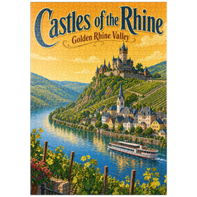 Darstellung des Puzzle Motivs Die Burgen des Rheintals – Goldene Pracht - Puzzleteile: 1000