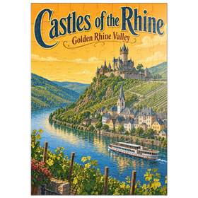 Darstellung des Puzzle Motivs Die Burgen des Rheintals – Goldene Pracht - Puzzleteile: 100