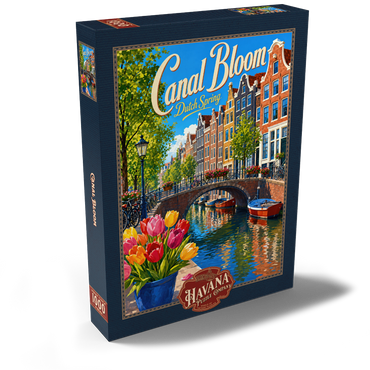 Darstellung des Puzzle Motivs Amsterdam Canal Spring Bloom 1000 Puzzle Schachtel Ansicht2