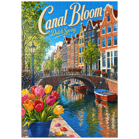 Darstellung des Puzzle Motivs Frühlingsblüte an den Amsterdamer Grachten - Puzzleteile: 1000