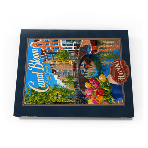 Darstellung des Puzzle Motivs Frühlingsblüte an den Amsterdamer Grachten Amsterdam Canal Spring Bloom 100 Puzzle Schachtel Ansicht3