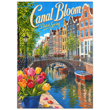 Darstellung des Puzzle Motivs puzzleplate Amsterdam Canal Spring Bloom 100 Puzzle