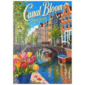 Darstellung des Puzzle Motivs Frühlingsblüte an den Amsterdamer Grachten - Puzzleteile: 200