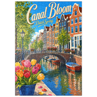 Darstellung des Puzzle Motivs puzzleplate Amsterdam Canal Spring Bloom 500 Puzzle