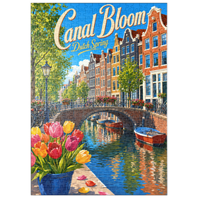 Darstellung des Puzzle Motivs Frühlingsblüte an den Amsterdamer Grachten - Puzzleteile: 500