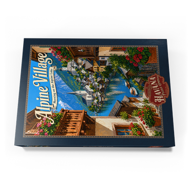 Darstellung des Puzzle Motivs Alpine Village Lake Morning Charm 1000 Puzzle Schachtel Ansicht3