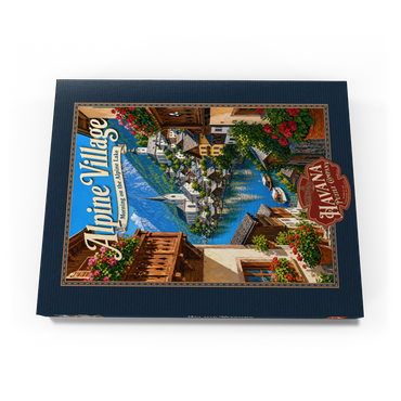 Darstellung des Puzzle Motivs Alpine Village Lake Morning Charm 100 Puzzle Schachtel Ansicht3