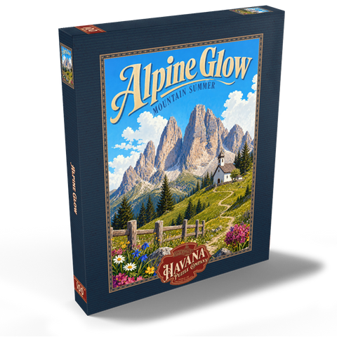 Darstellung des Puzzle Motivs Alpine Bergwelt – Sommerliche Ruhe Alpine Mountain Summer Serenity 100 Puzzle Schachtel Ansicht2