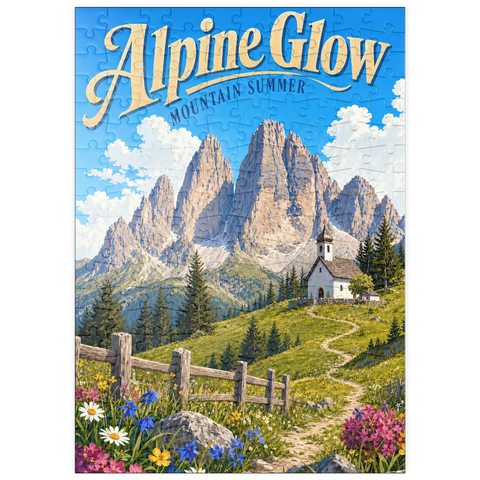 Darstellung des Puzzle Motivs Alpine Bergwelt – Sommerliche Ruhe puzzleplate Alpine Mountain Summer Serenity 200 Puzzle