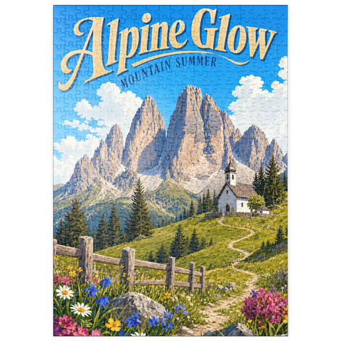 Darstellung des Puzzle Motivs Alpine Bergwelt – Sommerliche Ruhe puzzleplate Alpine Mountain Summer Serenity 500 Puzzle