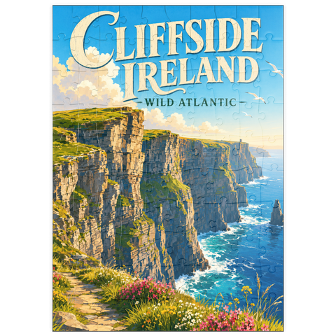 Darstellung des Puzzle Motivs Irland – Die wilde Schönheit des Atlantiks an den Steilküsten puzzleplate Ireland Cliffside Wild Atlantic Beauty 100 Puzzle