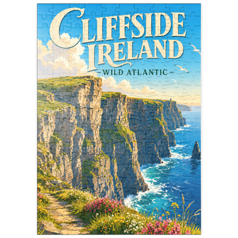 Darstellung des Puzzle Motivs Irland – Die wilde Schönheit des Atlantiks an den Steilküsten puzzleplate Ireland Cliffside Wild Atlantic Beauty 200 Puzzle
