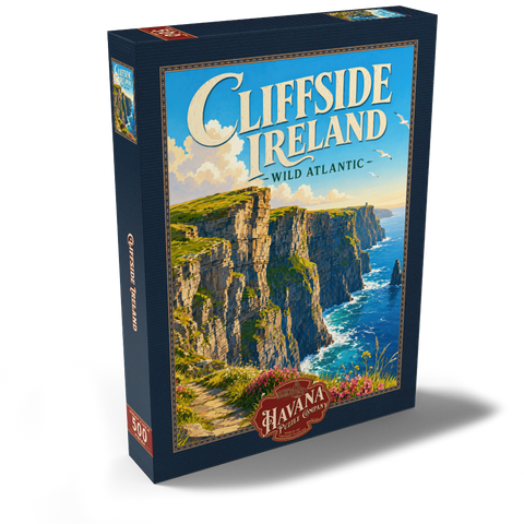Darstellung des Puzzle Motivs Irland – Die wilde Schönheit des Atlantiks an den Steilküsten Ireland Cliffside Wild Atlantic Beauty 500 Puzzle Schachtel Ansicht2