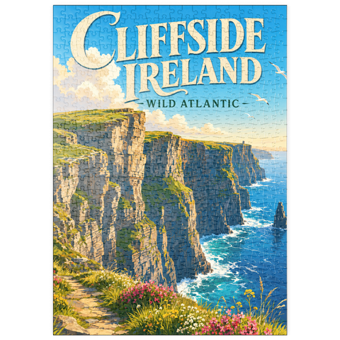 Darstellung des Puzzle Motivs Irland – Die wilde Schönheit des Atlantiks an den Steilküsten puzzleplate Ireland Cliffside Wild Atlantic Beauty 500 Puzzle