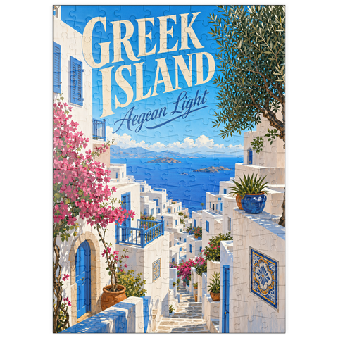 Darstellung des Puzzle Motivs Der Charme der griechischen Inseln an der Ägäisküste puzzleplate Greek Island Aegean Coastal Charm 200 Puzzle