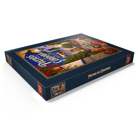 Darstellung des Puzzle Motivs Der Charme der Blumen in den Innenhöfen von Córdoba bei Nacht Patios de Cordoba Floral Night Charm 100 Puzzle Schachtel Ansicht1