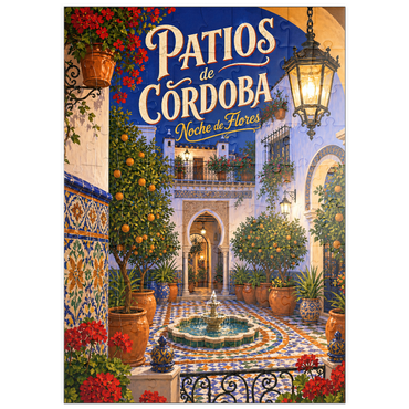 Darstellung des Puzzle Motivs puzzleplate Patios de Cordoba Floral Night Charm 100 Puzzle