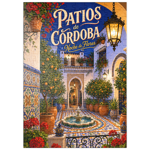 Darstellung des Puzzle Motivs Der Charme der Blumen in den Innenhöfen von Córdoba bei Nacht puzzleplate Patios de Cordoba Floral Night Charm 200 Puzzle