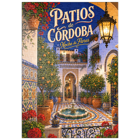 Darstellung des Puzzle Motivs Der Charme der Blumen in den Innenhöfen von Córdoba bei Nacht - Puzzleteile: 200