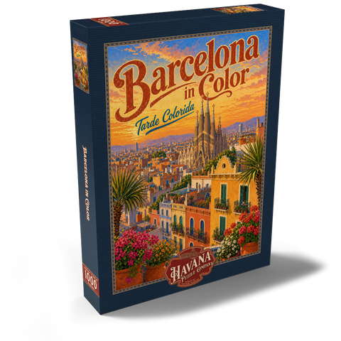 Darstellung des Puzzle Motivs Sagrada Familia – Pracht im Sonnenuntergang Sagrada Familia Sunset Splendor 1000 Puzzle Schachtel Ansicht2