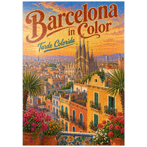 Darstellung des Puzzle Motivs Sagrada Familia – Pracht im Sonnenuntergang puzzleplate Sagrada Familia Sunset Splendor 1000 Puzzle