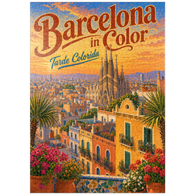 Darstellung des Puzzle Motivs Sagrada Familia – Pracht im Sonnenuntergang - Puzzleteile: 1000